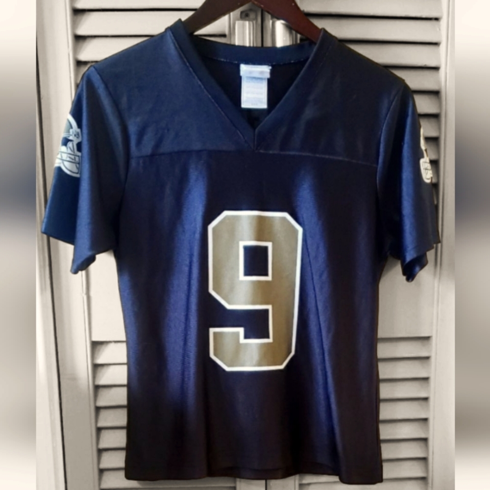 Women’s DREW BREES NEW ORLEANS SAINTS size M Black Gold NFL Jersey 9 WHO DAT!